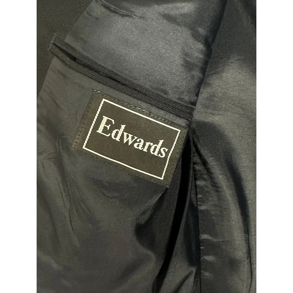 Edwards Navy Blue Blazer Mens 36R Gold Button Wool Sport Coat